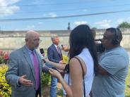 Consul General of Mexico Javier Diaz de Leon and Brookhaven Mayor John Ernst addressed the media during the inaugural event for 