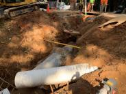 downstream storm pipe replacement amid existing utilities