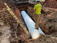 New PVC storms sewer pipe placement