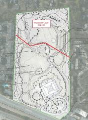 Area above the red line will be the approximate off-leash area 