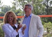 Rep. Lucy McBath and Mayor John Ernst at the Brookhaven MARTA Station in July.