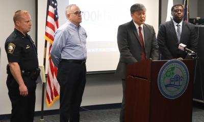 Brookhaven Police Chief Brandon Gurley, City Manager Christian Sigman,  Mayor John Park, and District 4 Councilmember John Funny