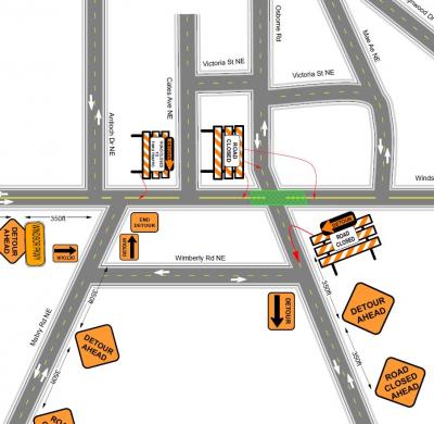 Map of detour signage