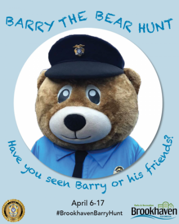 From April 6-17, search for Barry Bear throughout Brookhaven