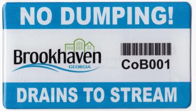 No Dumping:  Drains to Stream - Brookhaven Stormwater Utility