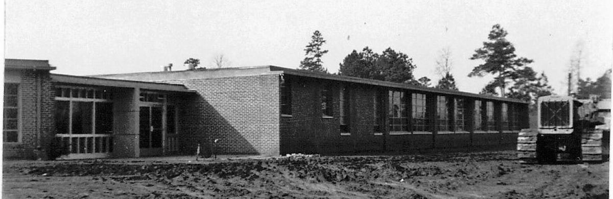 Lynwood School under construction in 1955, which was the early grade school for black children in Brookhaven/North DeKalb County