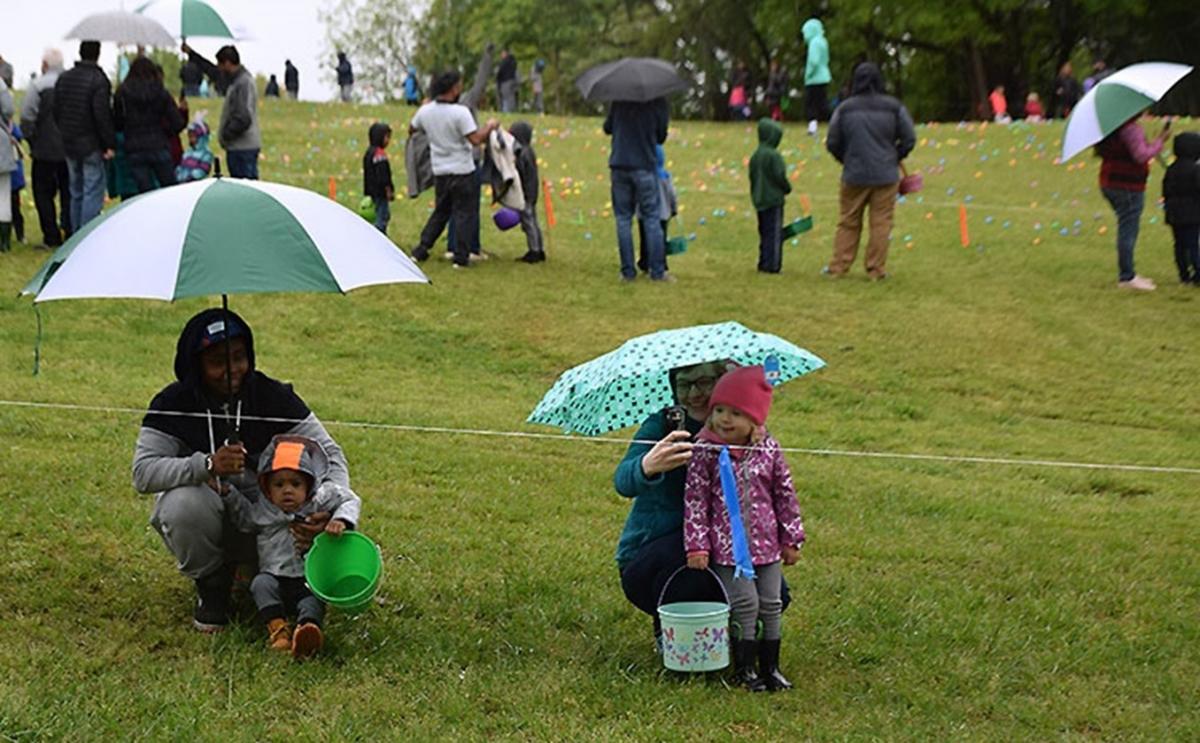 A little rain did not dampen the mood for the last Easter Egg Scramble in Blackburn Park in 2019.  