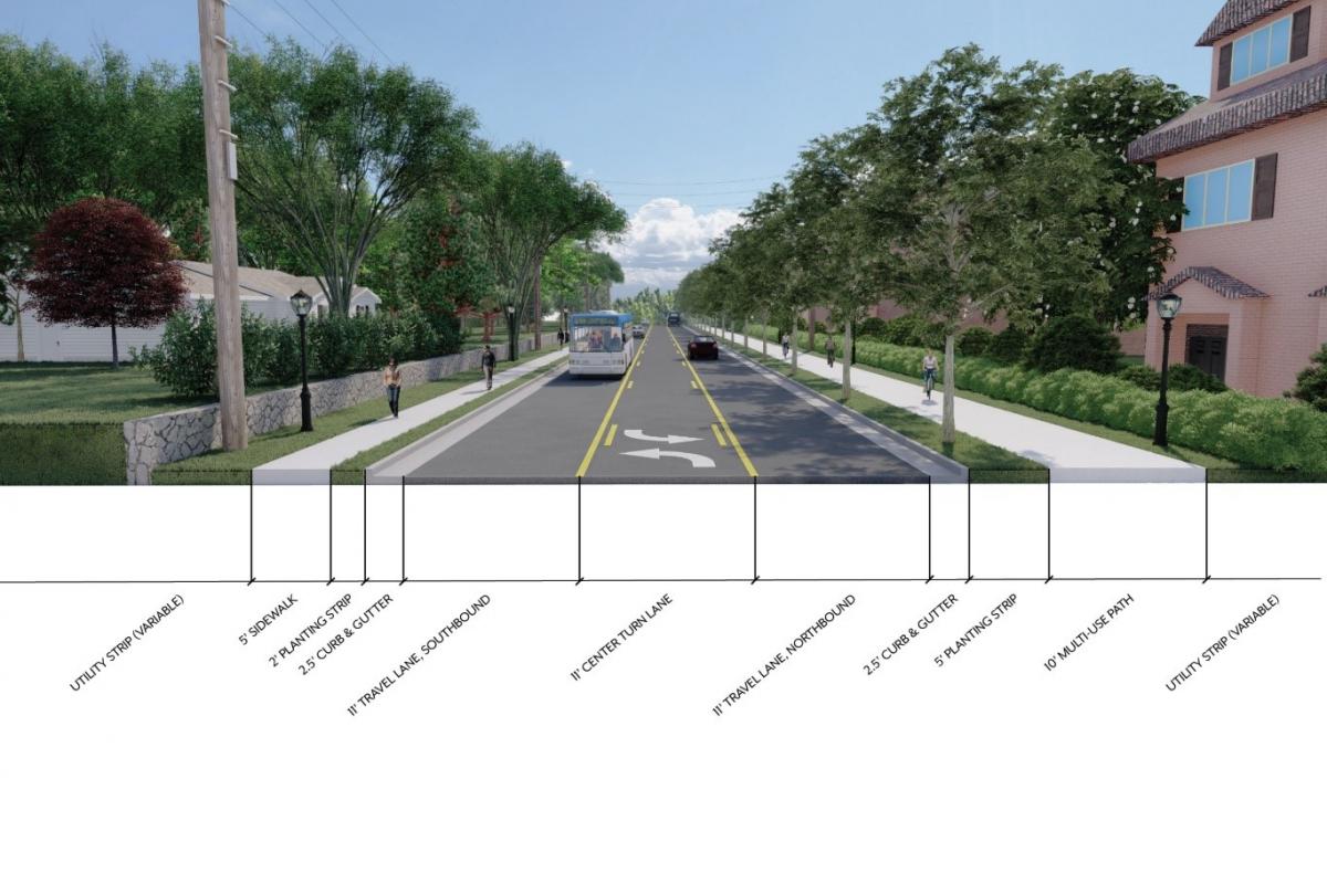 A conceptual rendering of North Druid Hills Road from E. Roxboro to Peachtree Road 