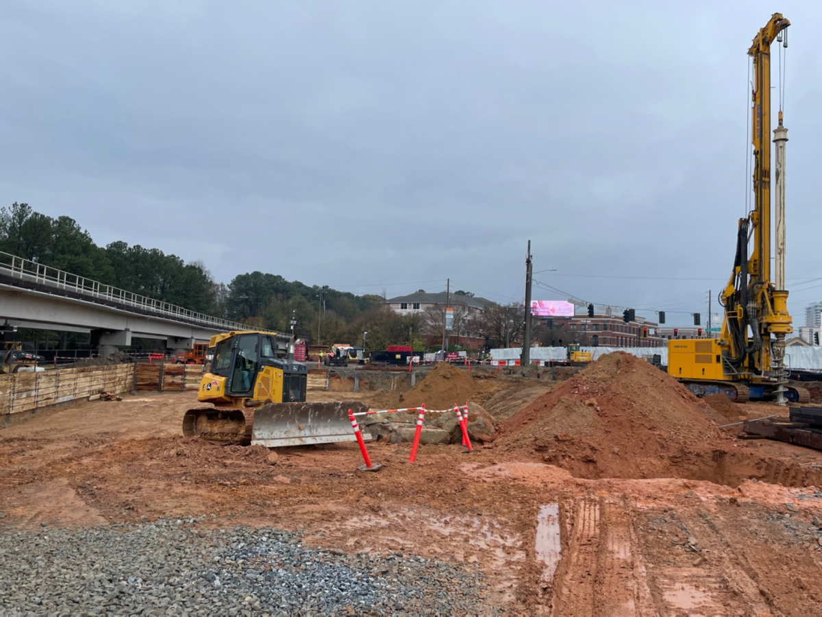 Picture of site preparation underway at the former location of the MARTA long-term parking lot